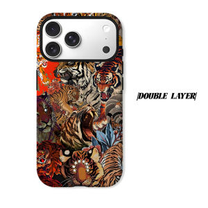 BILIBILI | Vintage Tiger Collage Phone Case for iPhone 18 17 16 15 14 13 12 11 Air Pro Max Plus Double-layer Cover