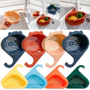 Kitchen Drain Basket for Vegetables Fruit Creative Cat Swan Shape Faucet Filter Baskets Sponge Rack Sink Strainer Draining Shelf