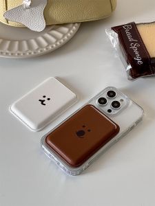 WASAI Cute Cartoon Pepper Bear Magnetic Attraction Leather Phone Case Acrylic Transparent Soft Shell for iPhone 17 16 15 pro Max 13 14