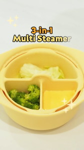 Firgi 3 In 1 Multi Steamer / Microwave-safe / 3 Part Divider / Double Steam / Made in Korea / Toppingskids