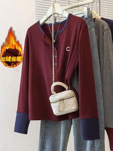 plus Size Womens Casual T-Shirt Autumn Winter Loose Slimming Warm Top Belly Covering Base Shirt Inner Wear Fleece Finish