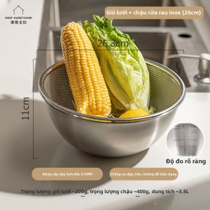 CHUANQIMINGMEI | Chậu Rửa Rau Cấp Thực Phẩm Inox Mới