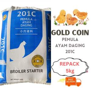 [Repack] 5kg Gold Coin 201C Pemula Ayam Daging / Broiler Starter