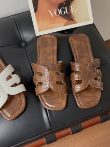 YOTO French Style Sandals For Women H Strap Quality Pu Leather Exposed Toes Casual Summer Slippers