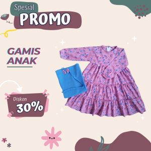 Baju Anak Perempuan Setelan Gamis Motif Bunga Warna Pink dan Biru Kiisma Collection