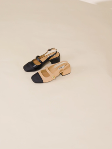 YOTO Women Slingback Block Heels Two‑Tone Spliced Mary Jane Pumps Casual Office Daily Heeled Sandals