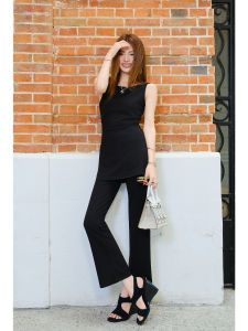 Minimalist High Sensibility Slimming Sleeveless Top & Flared Crop Pants Set
