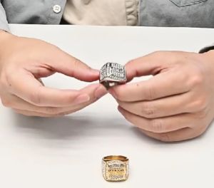 Kemstone Hip Hop Stainless Steel K Gold Plated Zircon BOSS Letter Ring Mens Rings Jewelry