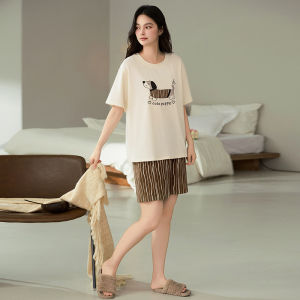 Miiow | Cat Person Womens Short Sleeve Sleepwear Summer Thin Pure Cotton Antibacterial Loose Breathable Home Clothes 2025 New Style