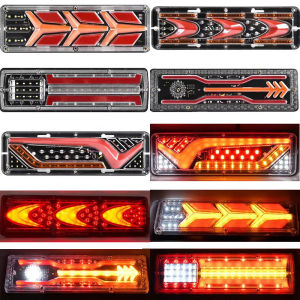 2Pcs 12V/24V Car Trailer Trucks Tail Lights Car LED Rear Tail Light Running Turn Signal Rear Lamps Lorry Bus Taillight Parts