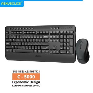 NexusClick 2.4G Wireless Keyboard Mouse Combo with USB-C AdapterMultimedia KeysAdjustable DPIErgonomic Design for Office&Home