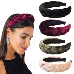 Braided Headband with Knot Golden Velvet Hair Accessories Braided Hair Bands Twist Hairband Fashionable Hair Ornaments