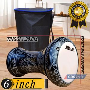 Darbuka Mini 6 inch Bahan Kayu Hitam Silver Mika Hitam