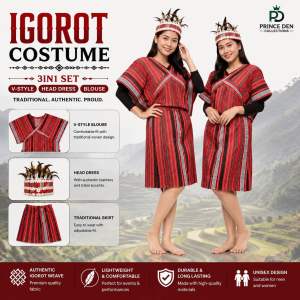 Igorot costume 3in1 V style head dress blouse skirt kids to adult traditional costume benguet mountain province ifugao apayao kalinga