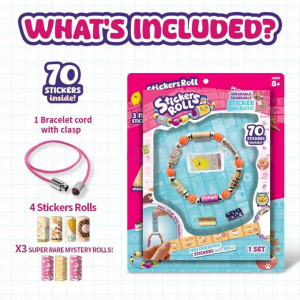 Rolls Sticki Book - The Original Wearable Shareable Toy Sticker Bracelet + Collection Book | Includes 120 Mini Stickers |