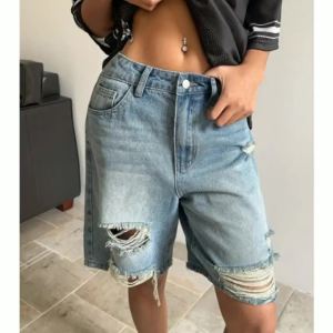 Y2k Shorts Denim Shorts Women Distressed Ripped Casual High Waist Vintage Baggy Streetwear Summer Fashion