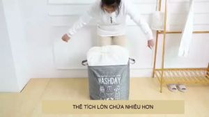 Túi đựng chăn đa năng Washday vải vintage cỡ lớn đựng chăn mền drap quần áo giỏ đựng có quai xách chống ẩm chống bụi