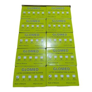 10 Bxs Latex Gloves Glomed Extra Large Large Meduim Small Extra Small
