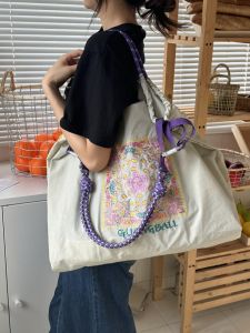 Same Style as Gao Yuanyuans Canvas Guan Ball Bag Eco-friendly Bag Crossbody Nylon Womens Large Capacity Satchel Shopping Bag Gao Yuanyuan Bag Replica Bags Replicas - Lazada