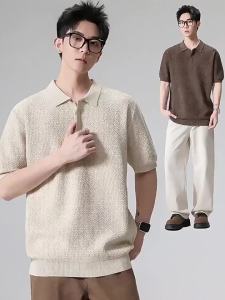 Wood soon | Collar Loose Textured Casual Short Sleeve T-shirt Summer