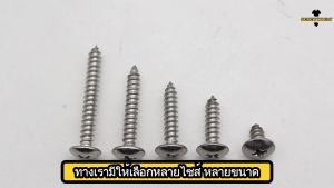 น็อต สกรู หัวร่ม หัวกระทะ แฉก T+ สแตนเลส 304 เกลียวปล่อย M6 / Truss an Head Phillip Tapping Screw SUS304 M6