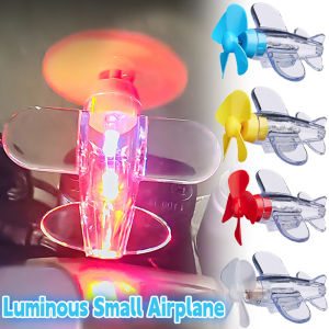 Mini Luminous Aircraft Decorative Ornaments Motorcycle Helmet Wind Power LED Light Rotating Luminous Small Aircraft Warning Light Safety Riding Car Decoration