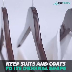 Korean Style Boutique Solid Clothes Dark Wood Vintage Wooden Hanger Baju Hanger Kayu (Thicker Version)