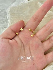 U-Shaped Ear Studs Womens Sterling Silver Small Kingdee Earrings 18K Golden Butterfly Earrings Double Ear Piercings One Style for Dual-Wear Screw Tightening Buckle