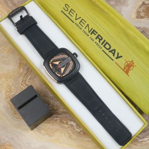 Jam Tangan Seven friday Premium Pria Bahan Kulit Analog Free Box