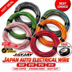 [30M] GENUINE JAPAN AUTO ELECTRICAL PURE COPPER STRANDED WIRE HEAVY DUTY (FREE ELECTRICAL TAPE)