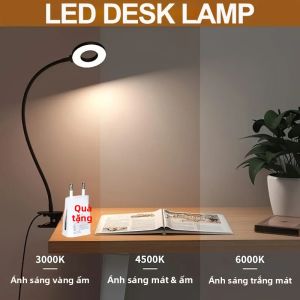 Đèn Đọc Sách LED Kẹp Đa Năng 48 Đèn LED 3 Chế Độ Màu 10 Mức Độ Sáng Sử Dụng Nguồn USB Đèn Bàn Cho Phòng Ngủ Thân Đèn Bằng Sắt