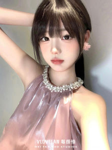 Summer Birthday Girls Pearl Necklace Dress Vintage Style Patchwork High Waist Cake Skirt Purple Splicing Puffy Sleeveless Short Dress