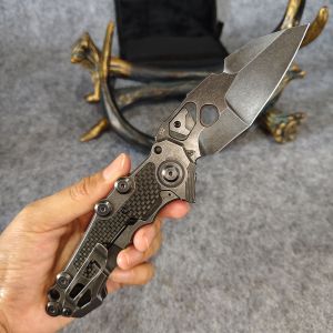 มีดพับอเนกประสงค์วัสดุใบมีด: เหล็ก D2ความยาวด้ามจับ: เหล็ก+คาร์บอนไฟเบอร์โครงสร้ง: เปิดอย่างรวดเร็วลูกปืนพร้อมกระเป๋าใส่