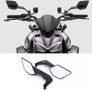 SEAMETAL Motorcycle Rearview Mirror Adjustable Rotatable Side Mirror Universal Blade Fixed Wing Rearview Mirror
