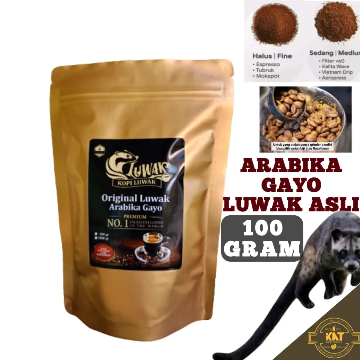 KOPI LUWAK LIAR GAYO ACEH ASLI ARABIKA PREMIUM 100gram BUBUK DAN BIJI TER  MURAH MINUMAN KHAS ACEH. | Lazada Indonesia