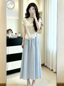 LIRUSHAN | Chinese Style Matching Set Womens Dress Two-Piece Long Dress