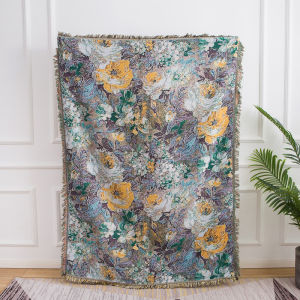 Dulcis Artistic Oil Painting Style Floral Sofa Cover Cloth Anti-Slip Camping Blanket Large Size Single Person Couch Blanket