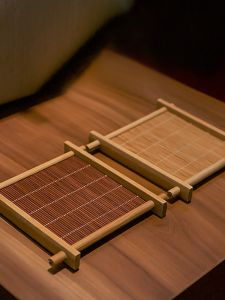 Bamboo Woven Tea Set Accessories Go Tea Pad Zen Buddhist Tea Ceremony Five Eye Fruit Pad Tea Artistic Tabletop Decorations