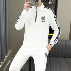 European Goods Sports Suit Autumn Trendy Korean Style Fashion New Sweatshirt Matching Handsome Men Two-Piece Embroidery