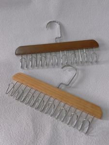 5Pcs 8 Hooks Solid Wood Hanger Space Saving Woman Bra Hanger Man Belt Tie Hanger Durable Vest Bag Hanger