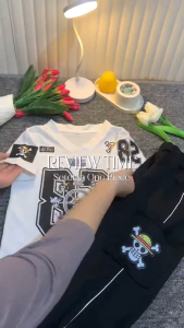 Jersey ONE PIECE Anak Perempuan Usia 3-12 Tahun Setelan Anak Lengan Pendek Celana Cargo Panjang