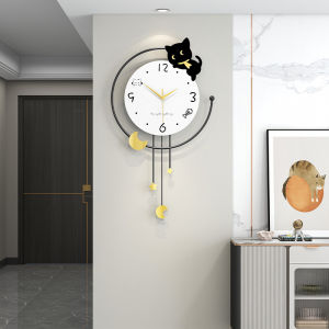 💥Dream Best🔥 Cat Wall Clock Living Room High Grade Home Decoration Clock Wall Restaurant Creative Mute Clock Punch-Free 33*58cm