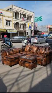 SOFA L KANCING BAHAN KULIT/KALEP/SOFA RUANG TAMU - Bahan Oscar FullBusa Pilihan, Empuk untuk Duduk - Free Ongkir (Bekasi, Jakarta, & Karawang) - Pengiriman Wilayah Sejabodetabek