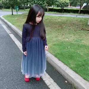 Váy Công Chúa Bé Gái Dài Tay Màu Loang Phong Cách Hàn Quốc