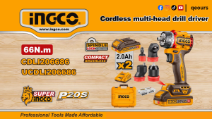 INGCO 20V 66NM CORDLESS MULTI-HEAD DRILL DRIVER | BRUSHLESS MOTOR | CDLI206686