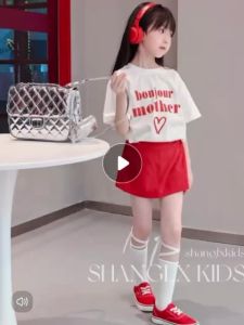 SETELAN ROK BAJU ANAK PEREMPUAN MERAH PUTIH 2-8 TAHUN KOREA STYLE