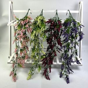 Azgalery PBP136 / Tanaman Rambat Hias Plastik Artificial Bunga Lavender Juntai Ornamen Hiasan Daun Dekorasi Gantung Dinding Buatan