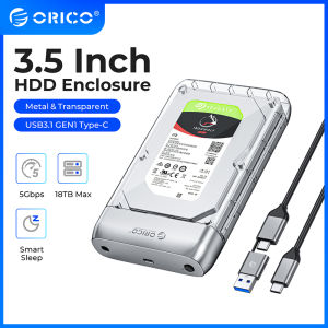 ORICO 3.5 inch Transparent Type-C Hard Drive Enclosure Metal HDD Case Support Auto Sleep