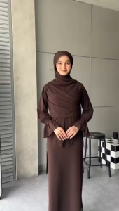 Ameena Dress Baju Gamis Wanita Muslim Slim Fit Jumbo Ld 120 Warna Mahogany Simple Elegan Ceruty Cod