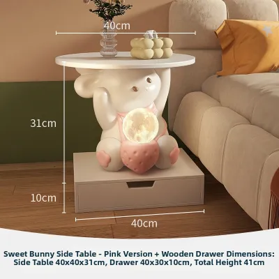 CHUCHEN | Cute Bunny Cartoon Design Side Table for Living Room Childrens Bedroom Home